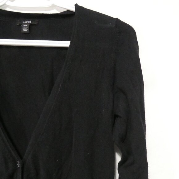 JACOB | medium | Lightweight Black Long Sleeve V-Neck Button-Up Cardigan - Picture 5 of 14